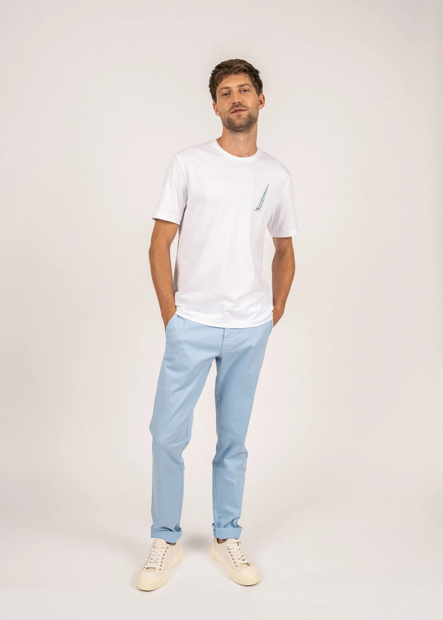 Cyprien t-shirt with boat print - in Pima cotton (BLANC)