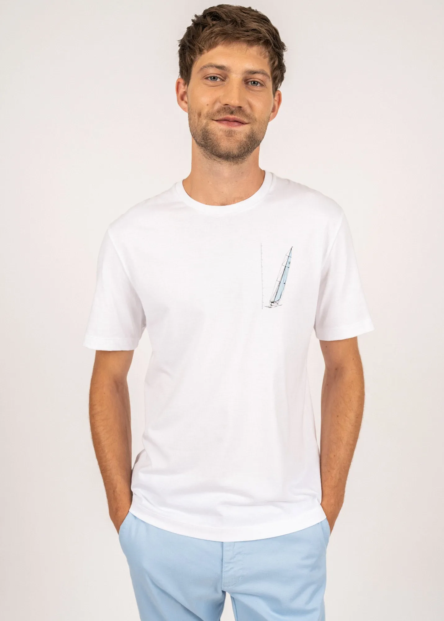 Cyprien t-shirt with boat print - in Pima cotton (BLANC)