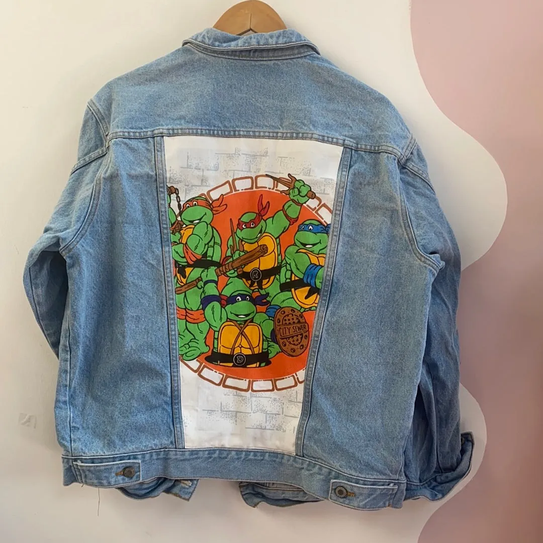 Denim Jacket made with Reworked Duvet Cover.