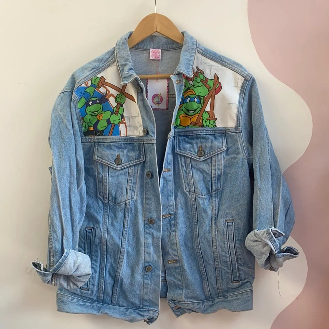 Denim Jacket made with Reworked Duvet Cover.