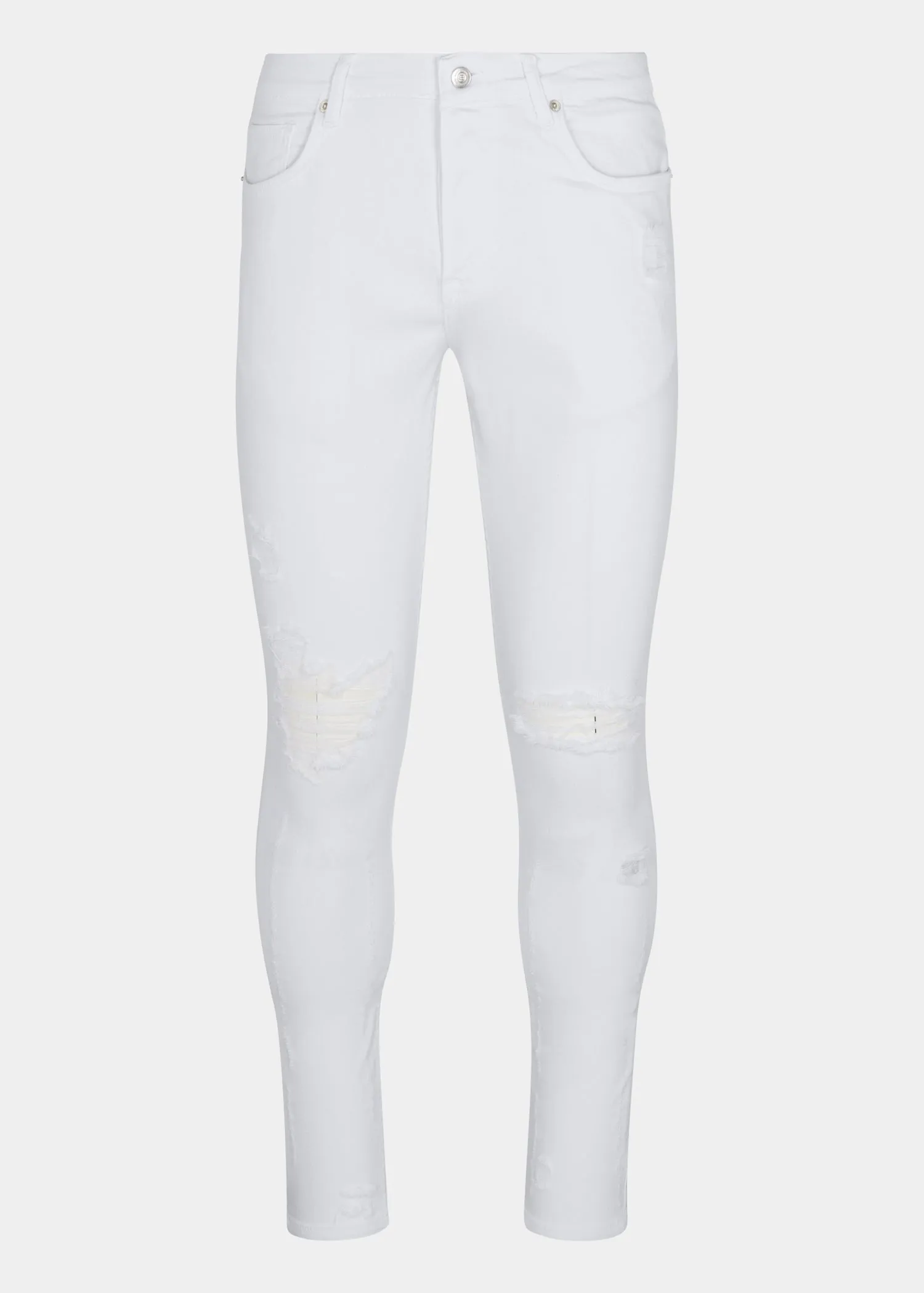 Distressed White Skinny Fit Jeans