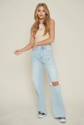 Distressed Wide Leg Jeans