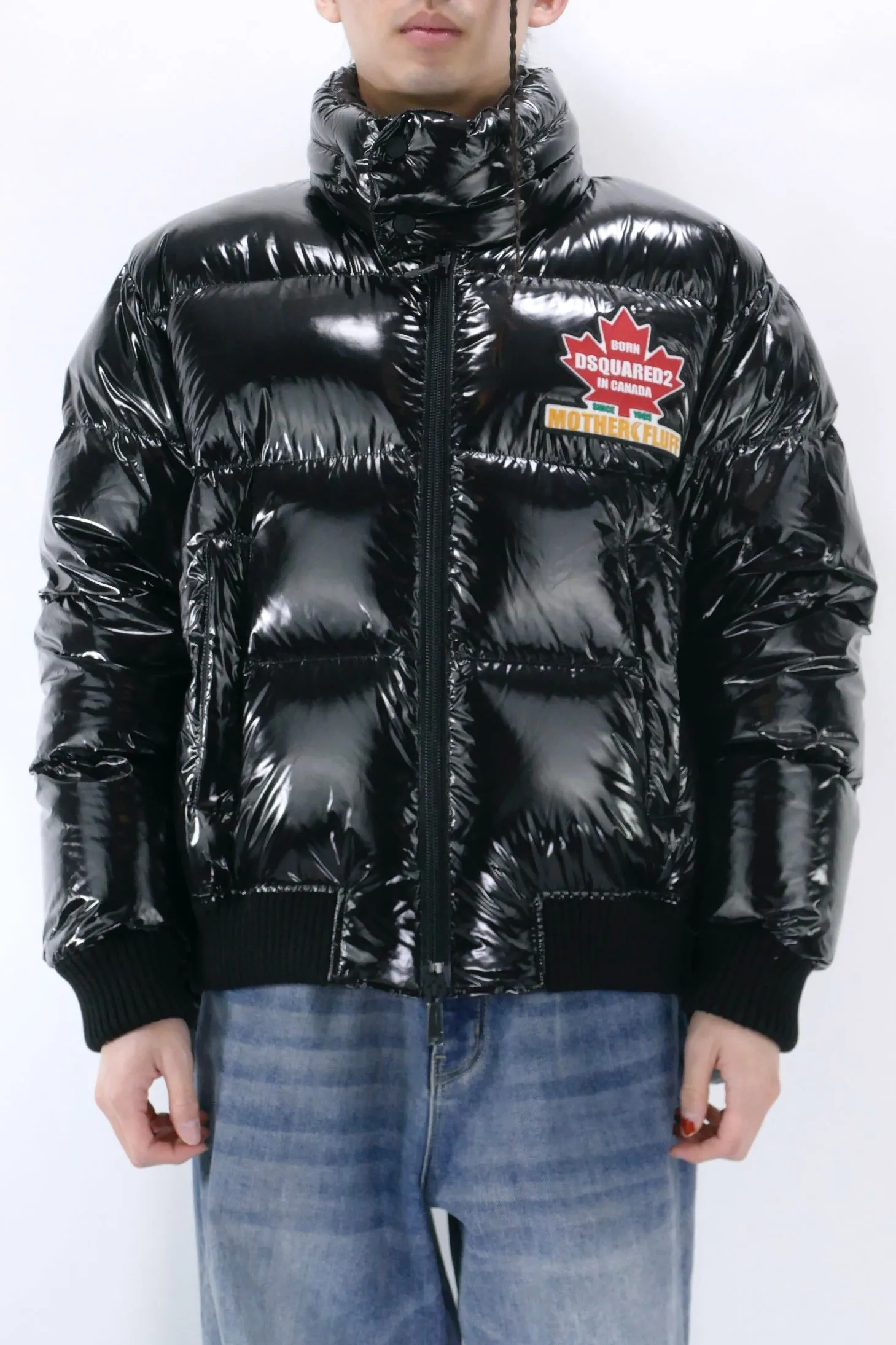 Dsquared2 Mens Down Bomber Glossy Puff Kaban - Black