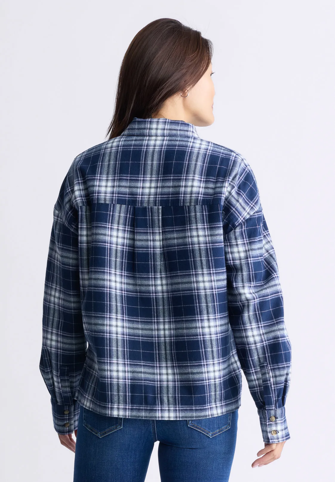 Enid Women's Plaid Shirt, Navy - WT0126F