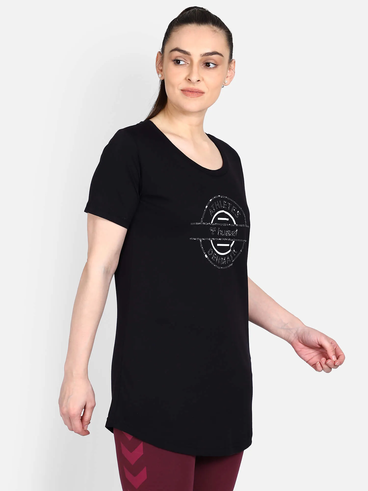 Eskame Women Cotton Black T-Shirt