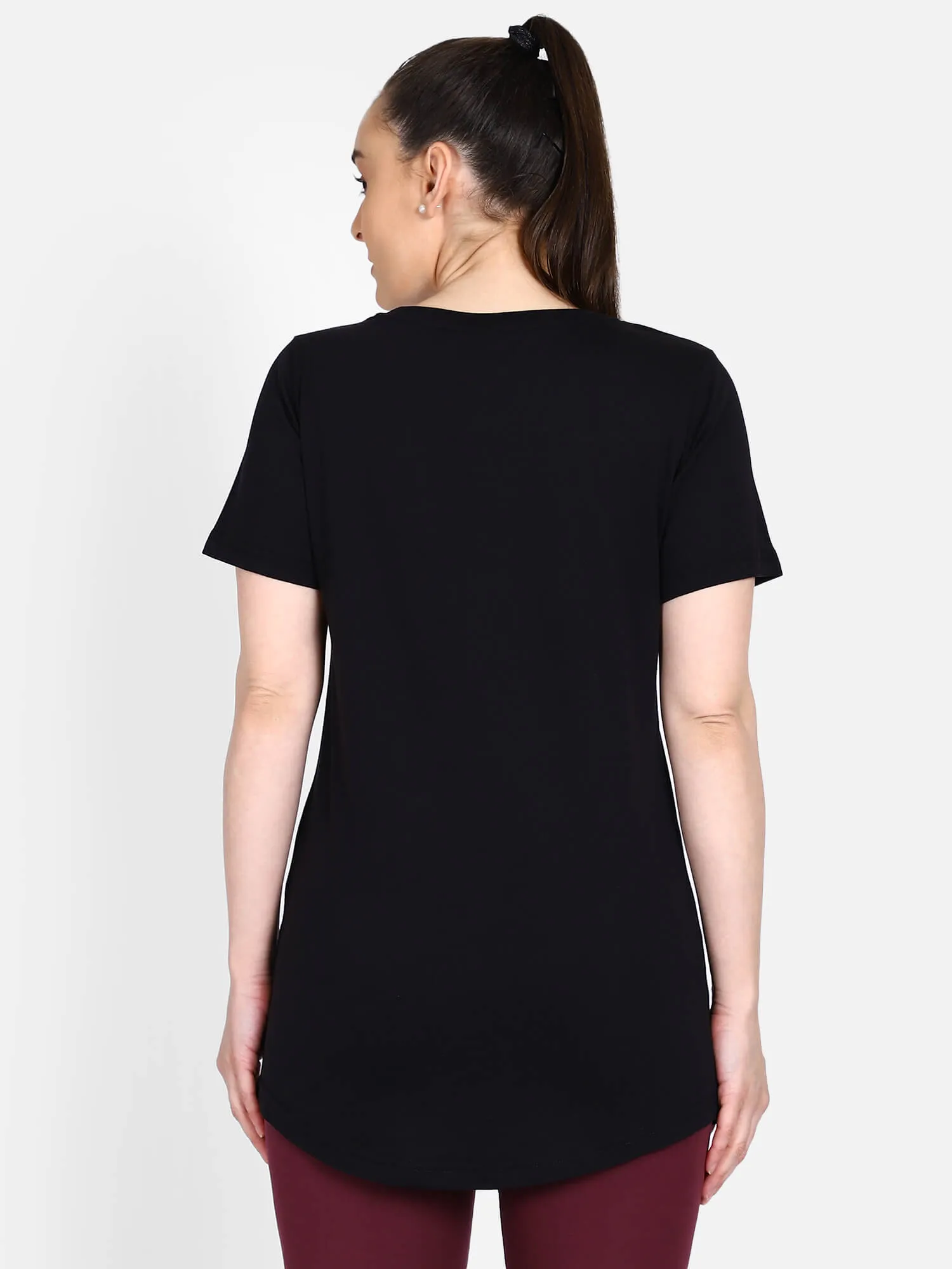 Eskame Women Cotton Black T-Shirt