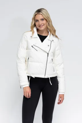 Faux Leather Moto Puffer