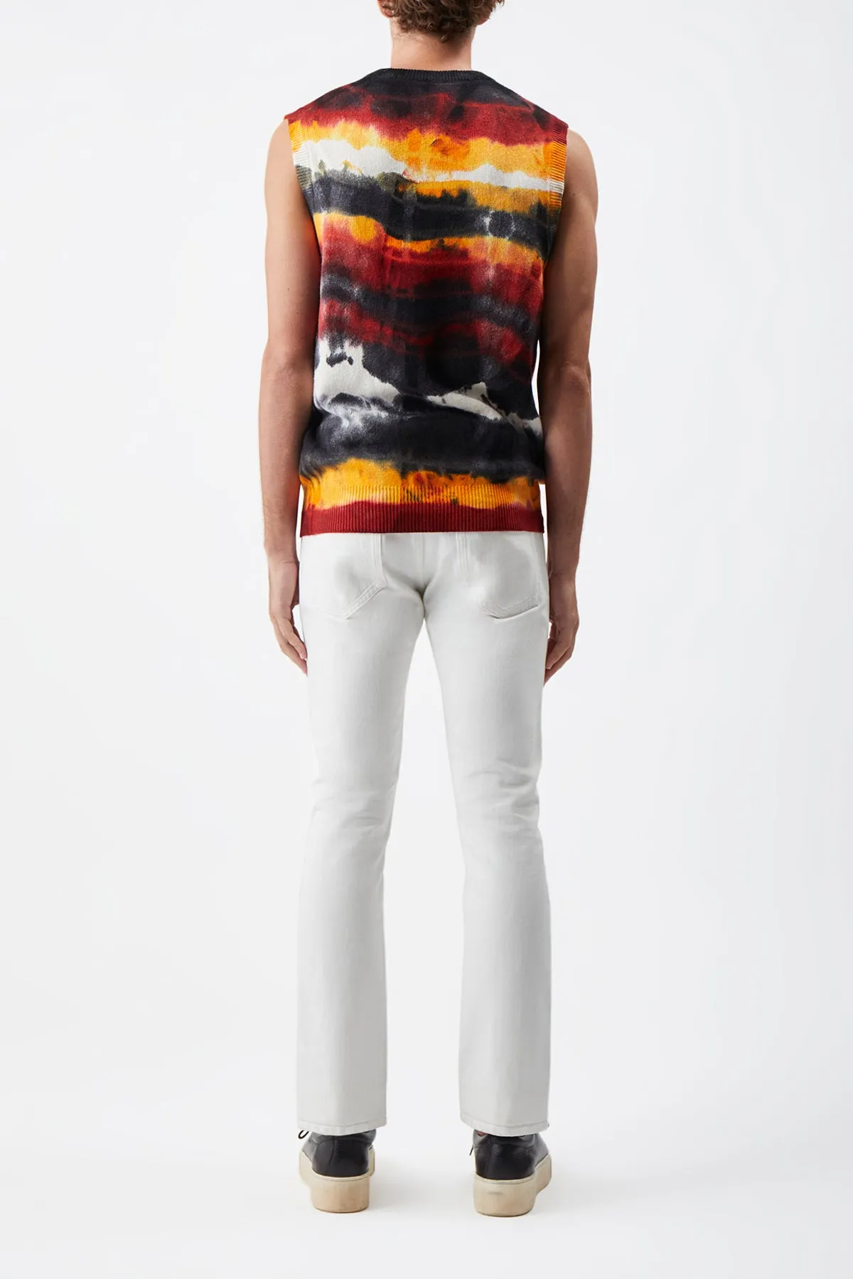 Fielding Knit Vest in Fire Tie Dye Cashmere