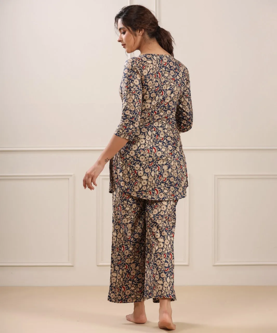 Floral Canopy on Blue cotton Loungewear Set