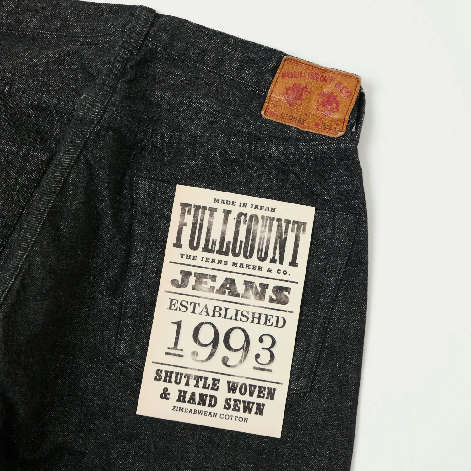 Full Count 0105BK 13.7oz Wide Straight Jean - Black One Wash