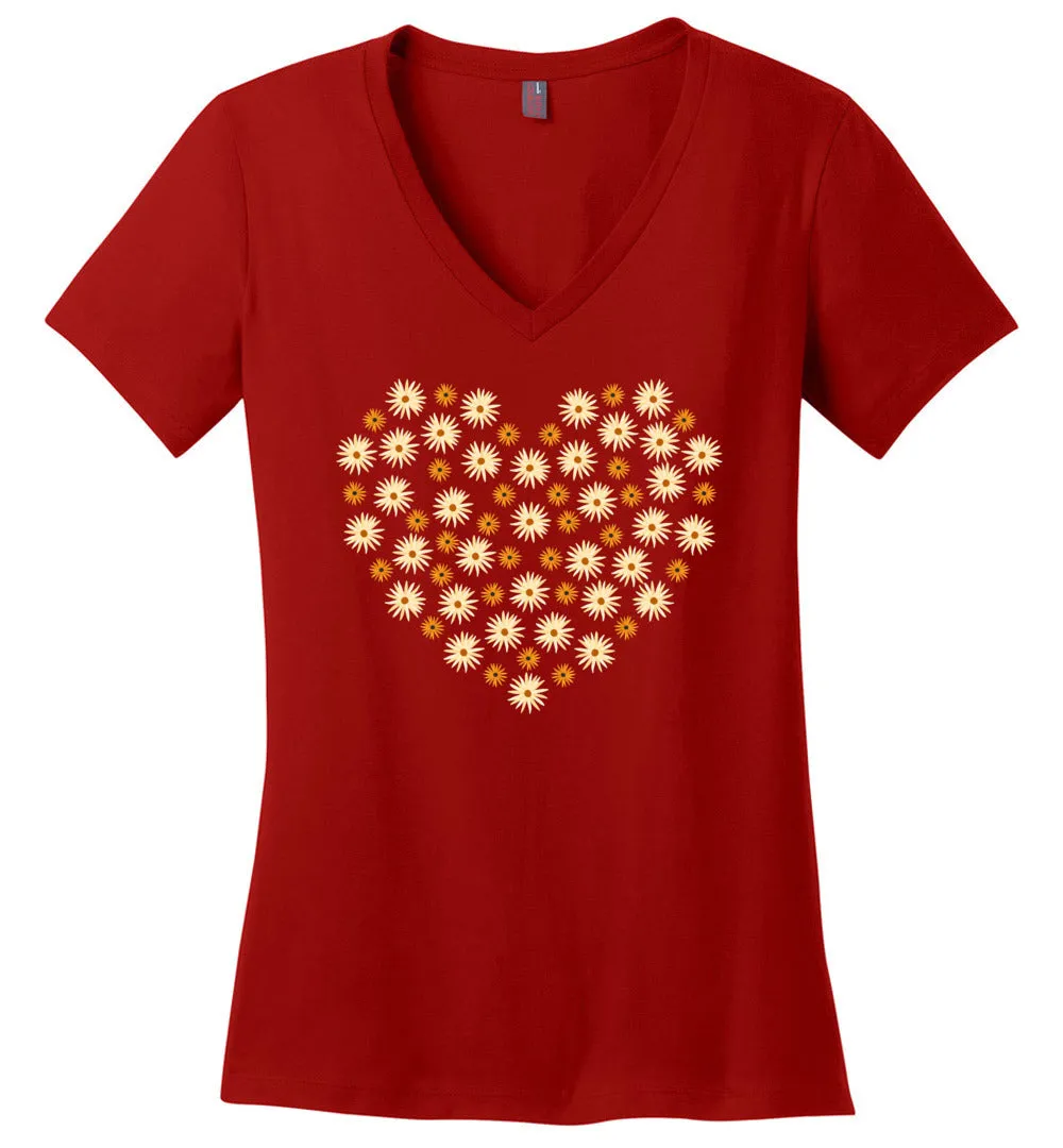 Full Daisy Heart V-Neck