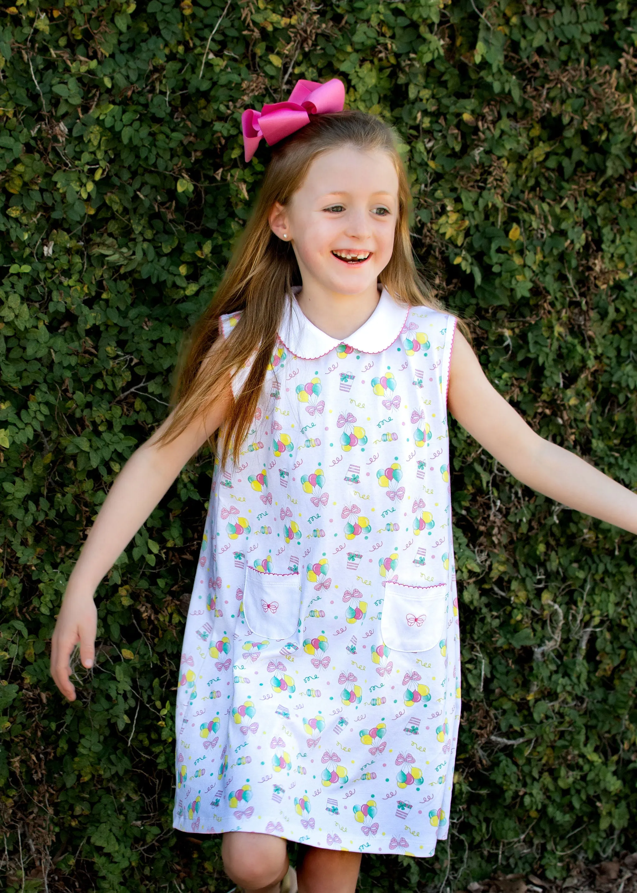 Girl's "Birthday" Pima Cotton A Line Dress