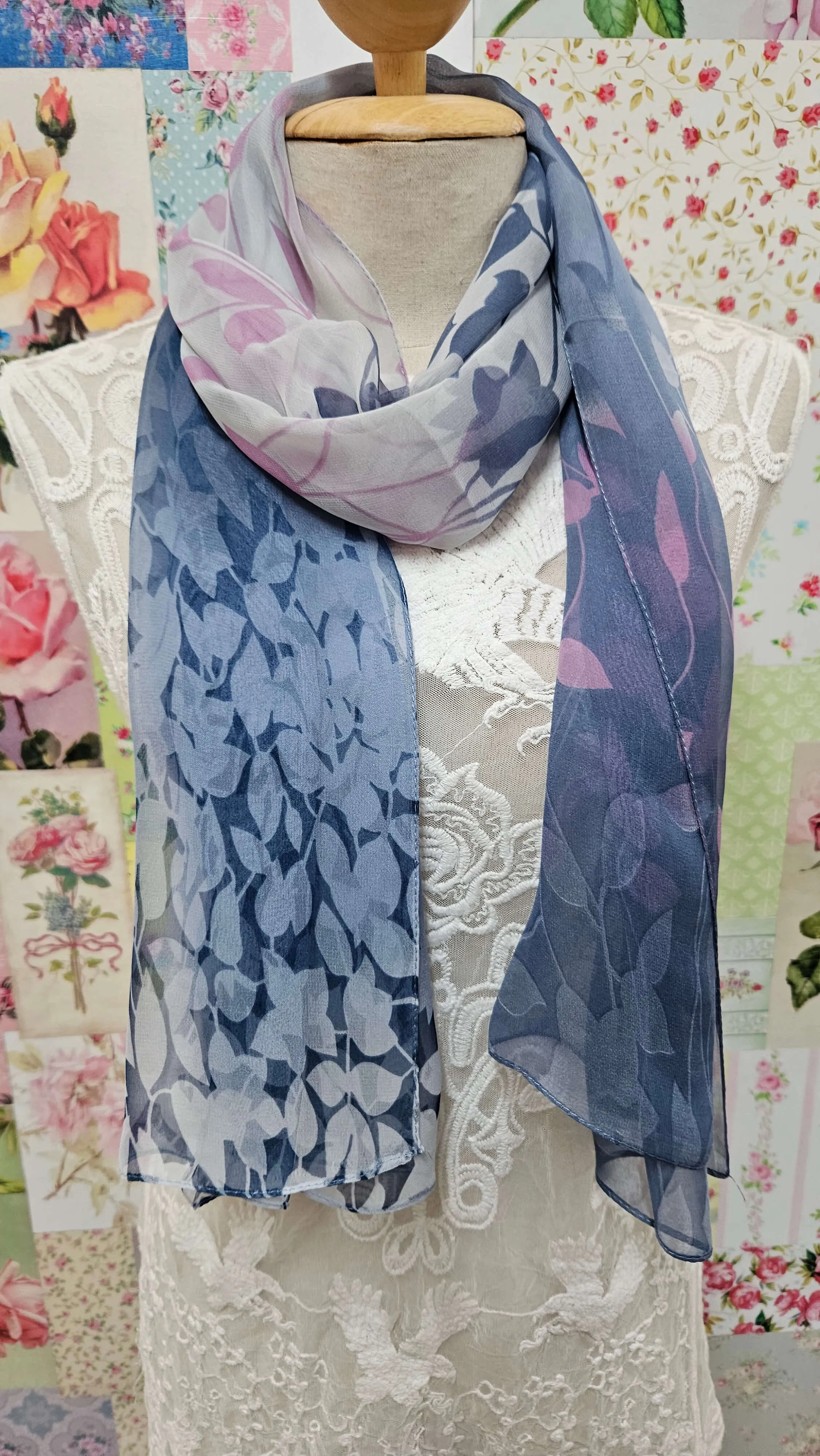 Grey & Mauve Chiffon Scarf SE0294