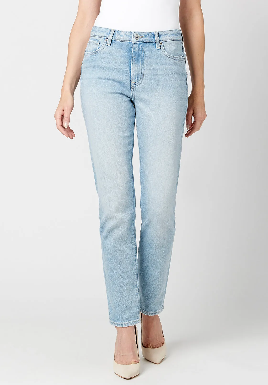 High Rise Straight Jayden Women's Jeans in Light & Soft Blue - BL15837