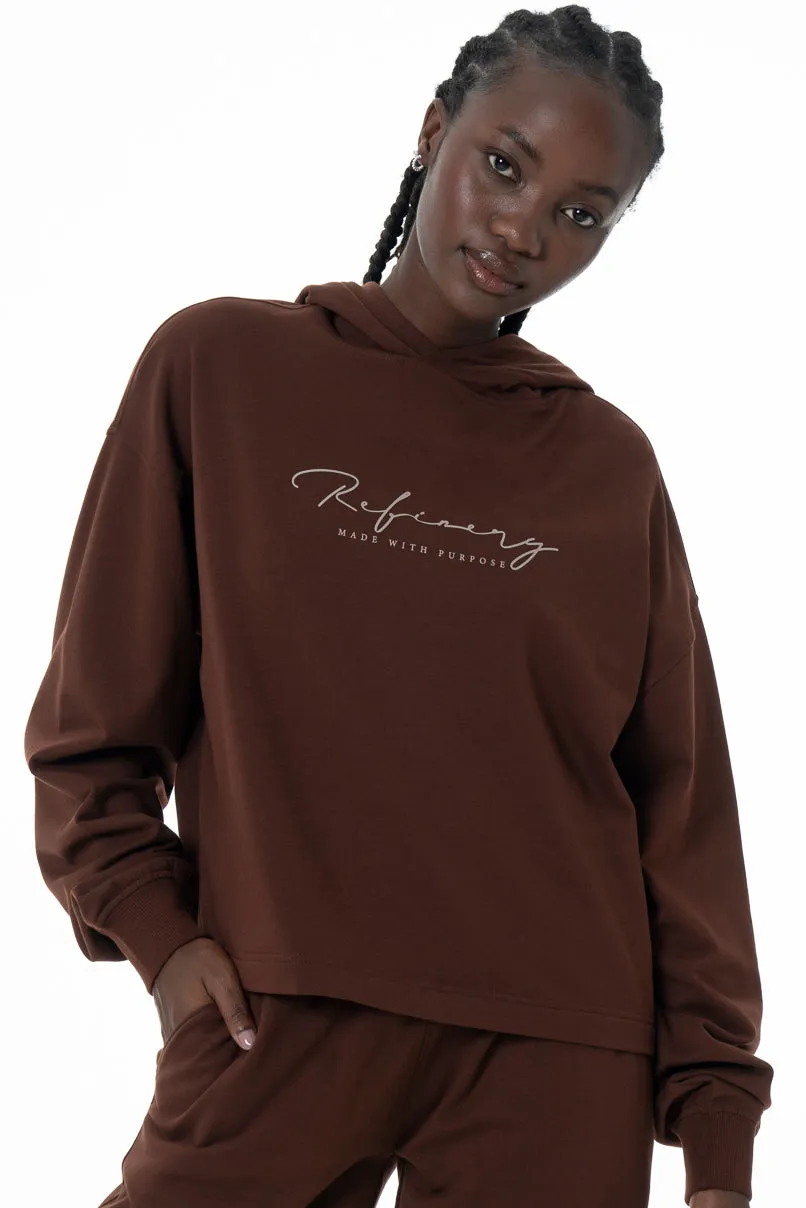 Hooded Sweat Top _ 145636 _ Chocolate