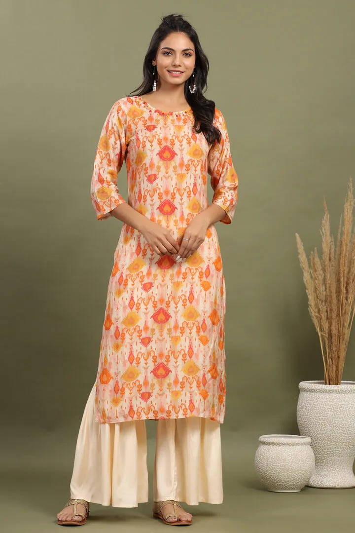 Ikat Poise Top with Palazzo in Muslin Silk Co-ord Set