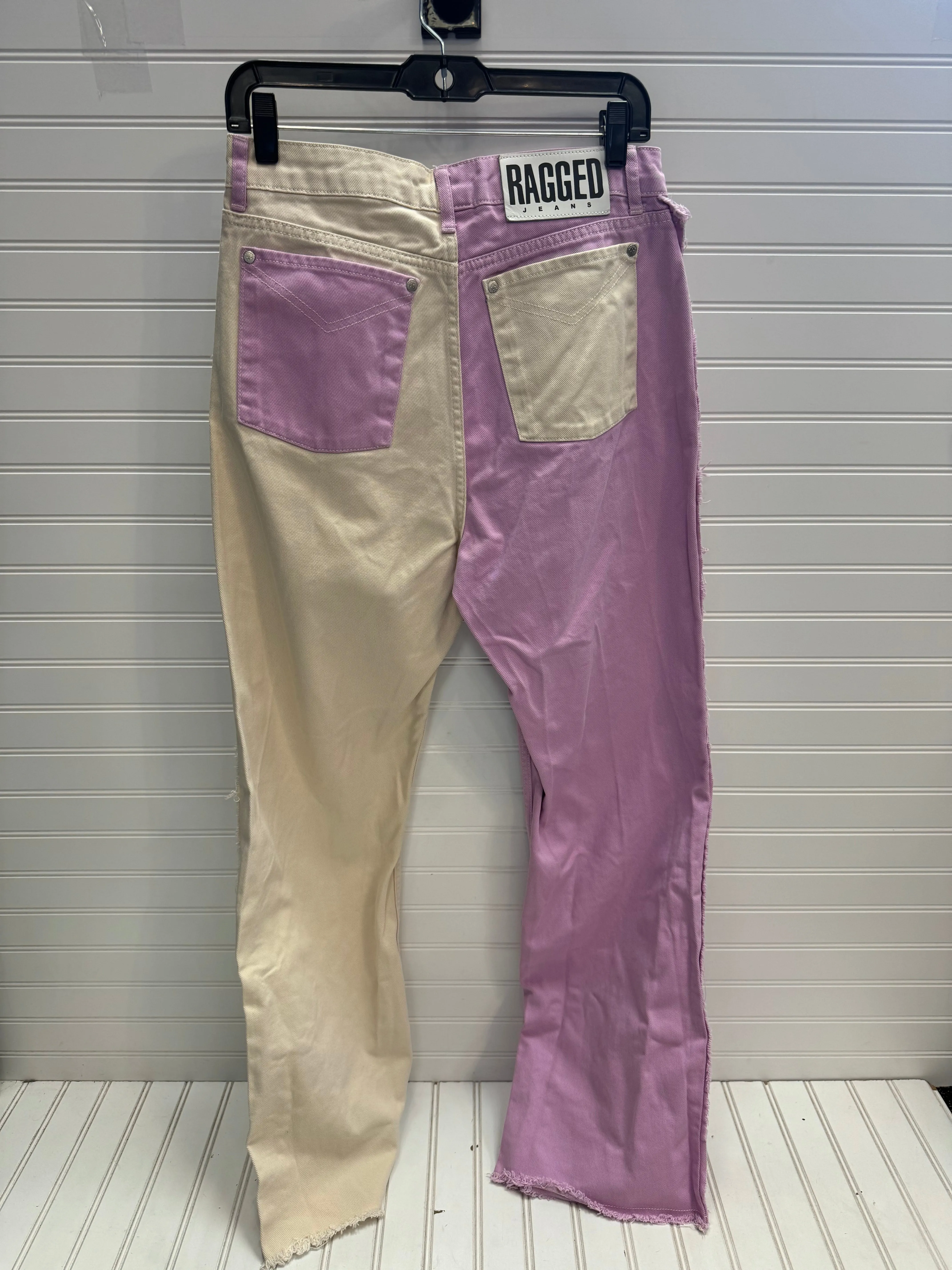 Jeans Straight By Ragged In Cream & Purple, Size: 10