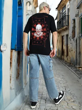 Joker Oversized Black Back Puff Graphic Printed Tshirt