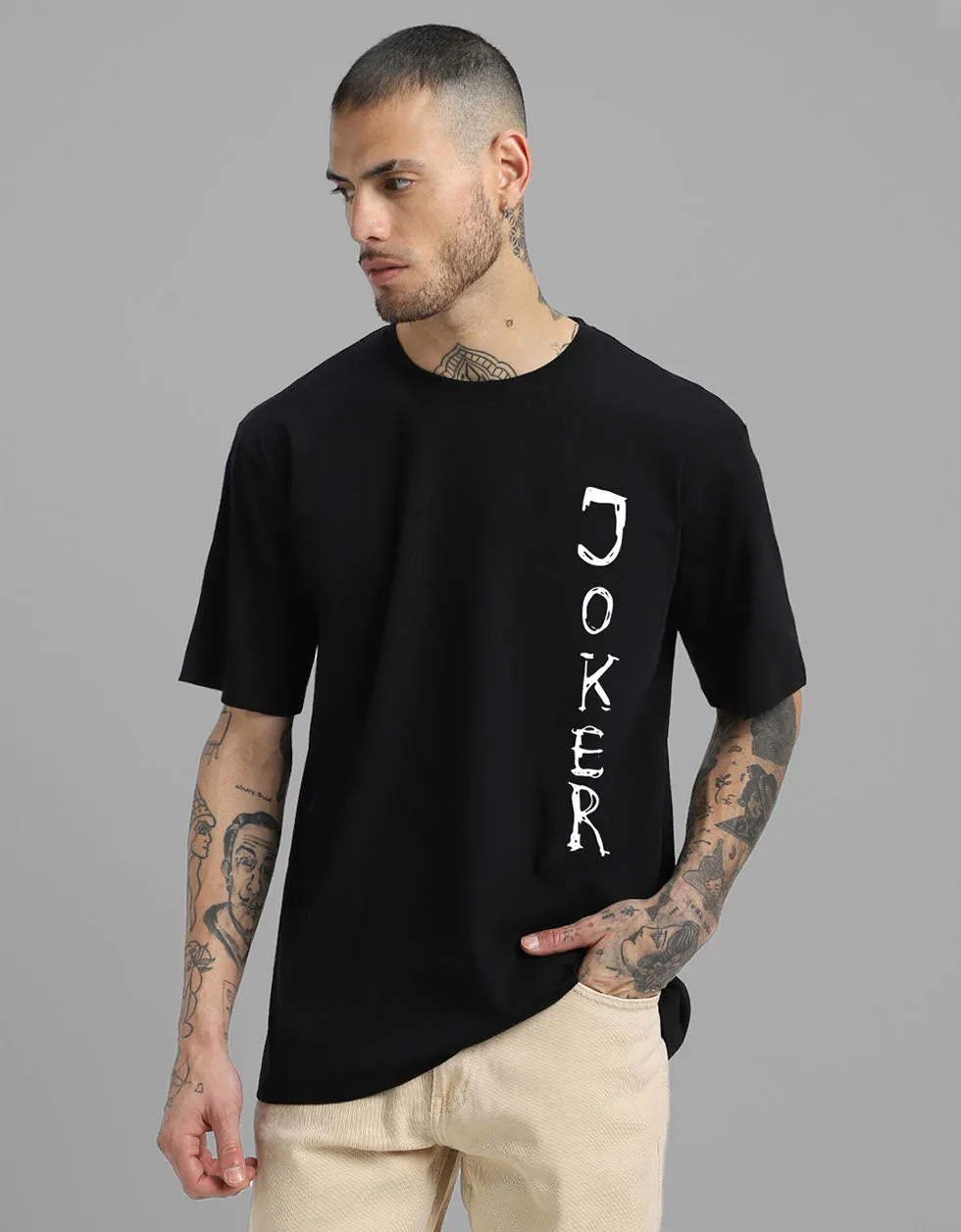 Joker Oversized Black Back Puff Graphic Printed Tshirt