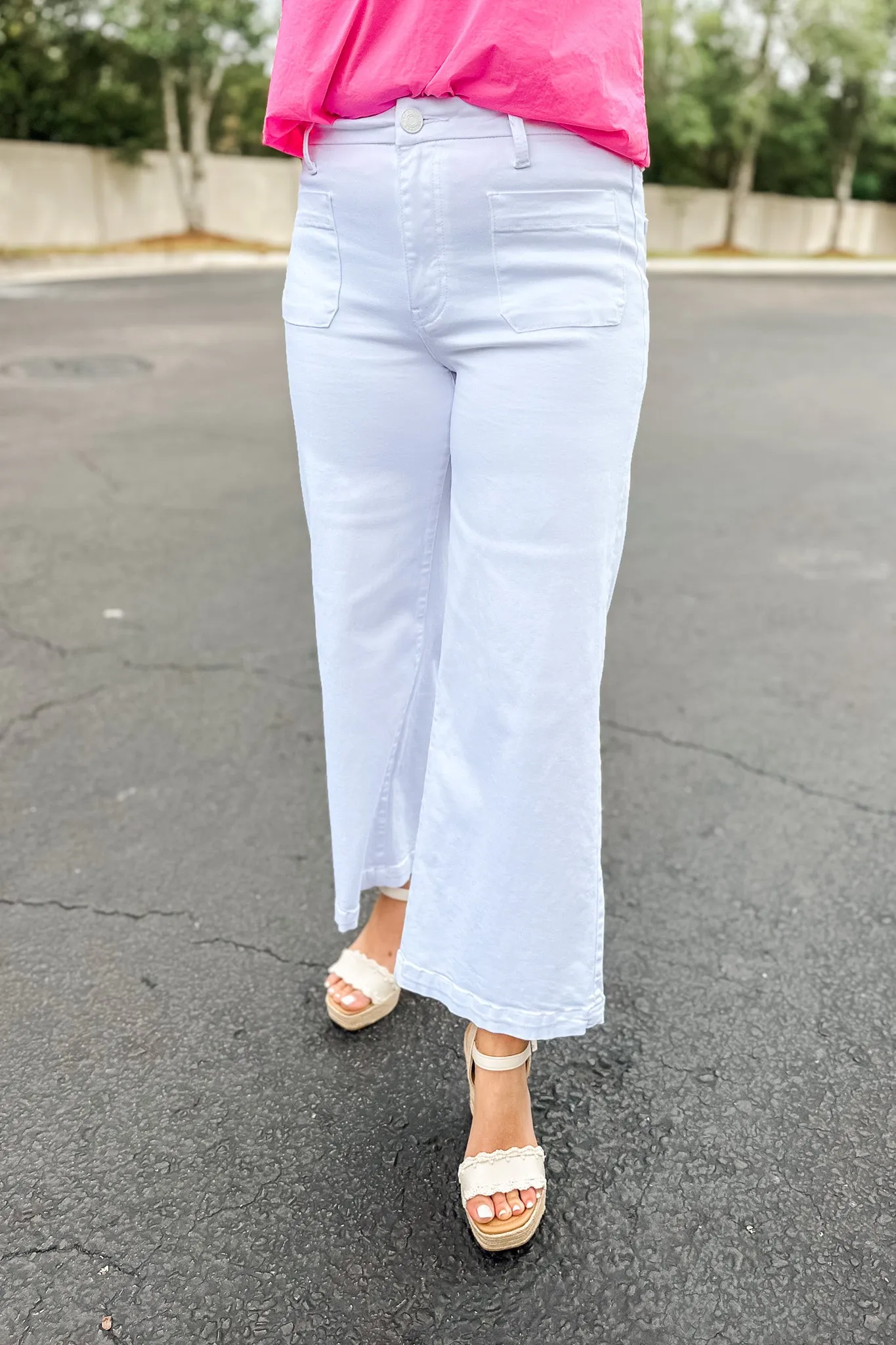 KUT: Meg Front Pocket High Rise Wide Leg - White