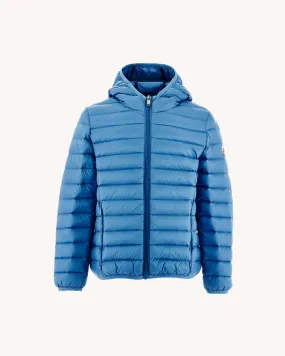 Light denim Hugo kid's lightweight hooded puffer jacket