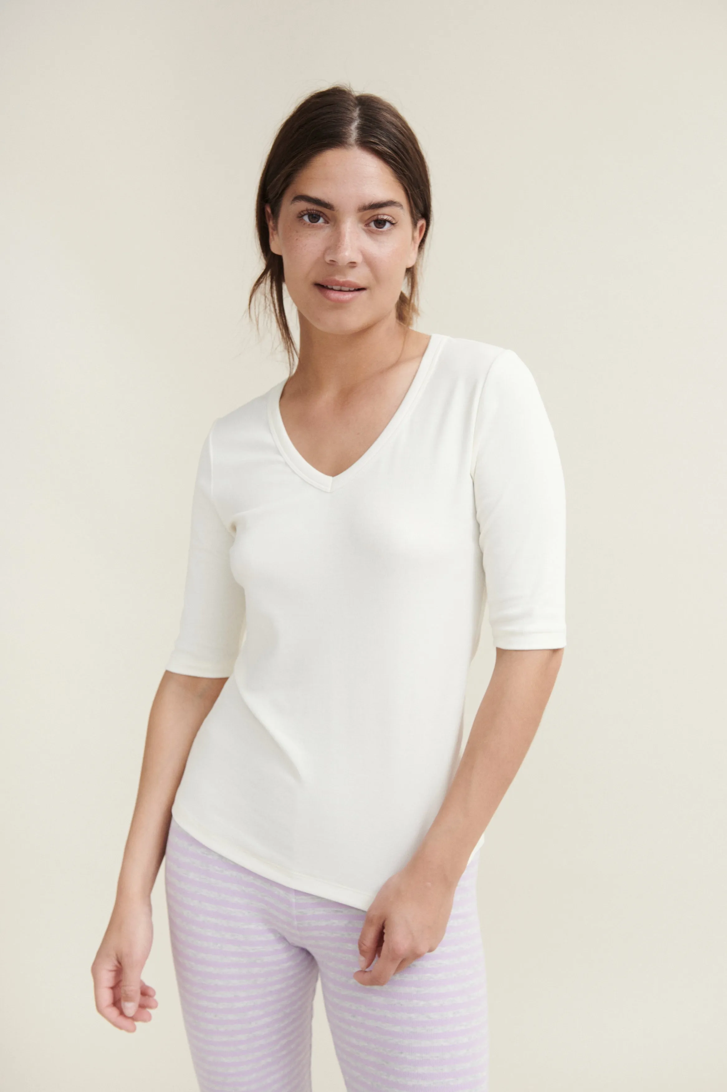 Ludmilla V-Neck - Whisper White