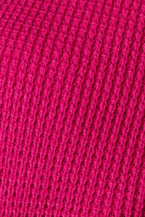 Magenta Waffle-Knit Open Front Cardigan