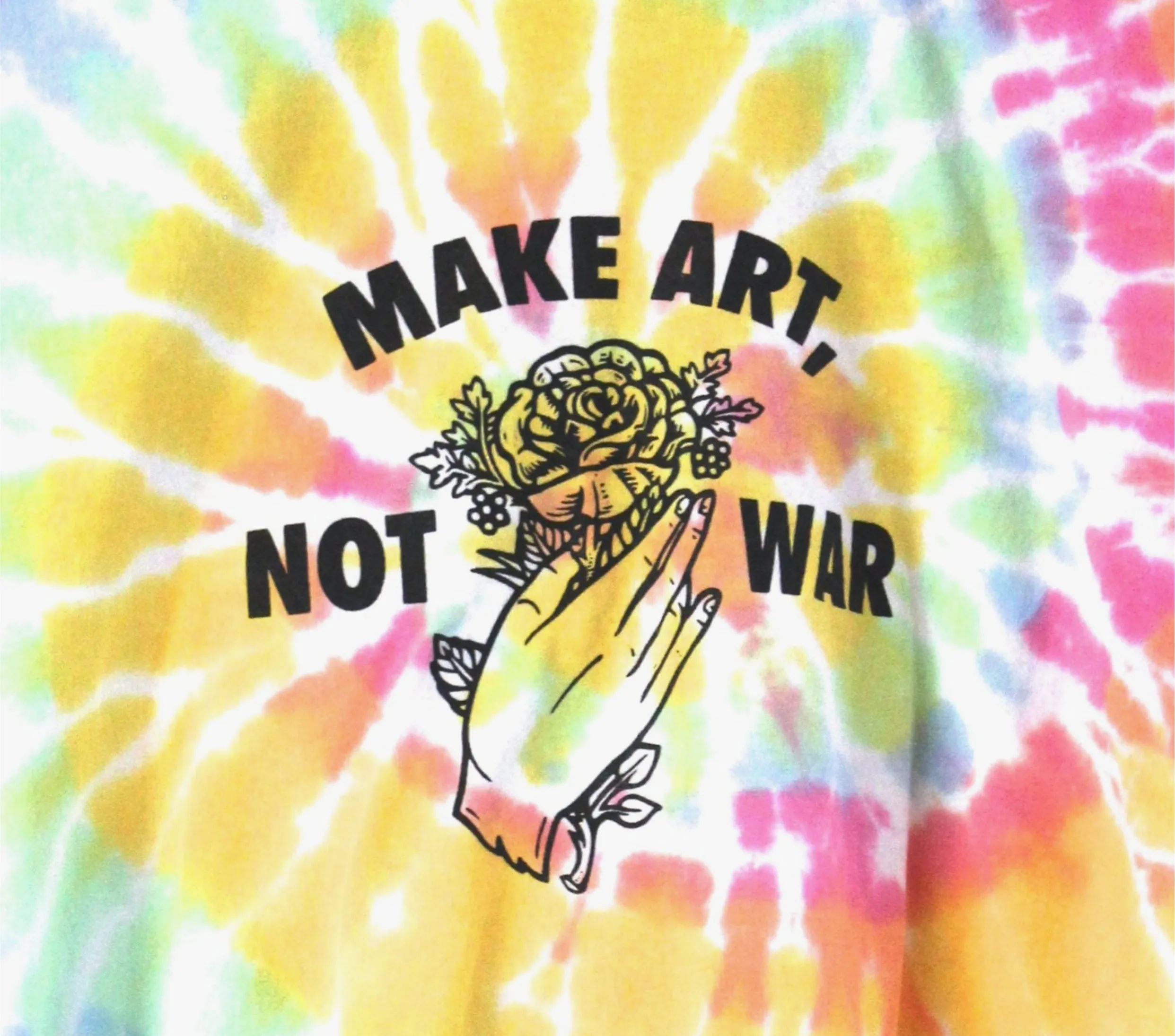 Make Art, Not War Pastel Rainbow Tie-Dye Graphic Unisex Cropped Tee