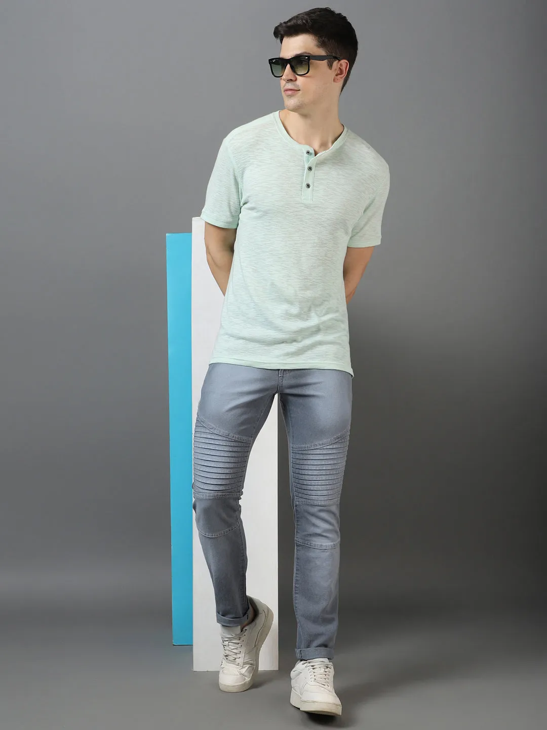 Men's Light Grey Slim Fit Jeans Stretchable