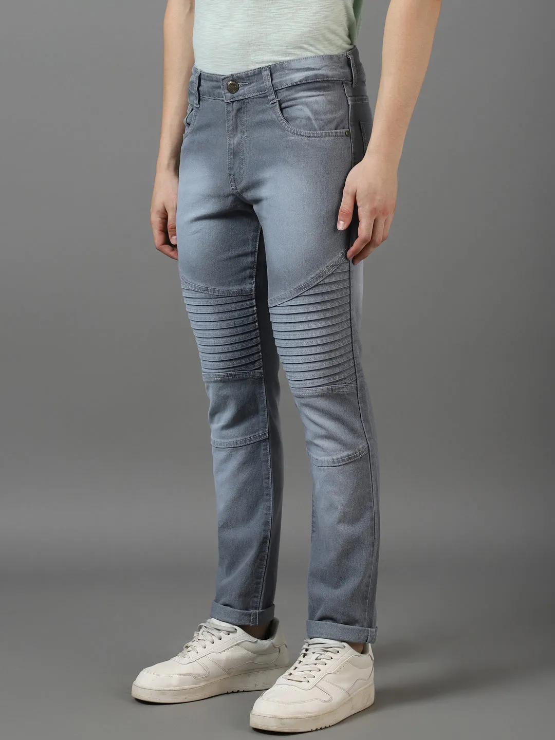 Men's Light Grey Slim Fit Jeans Stretchable