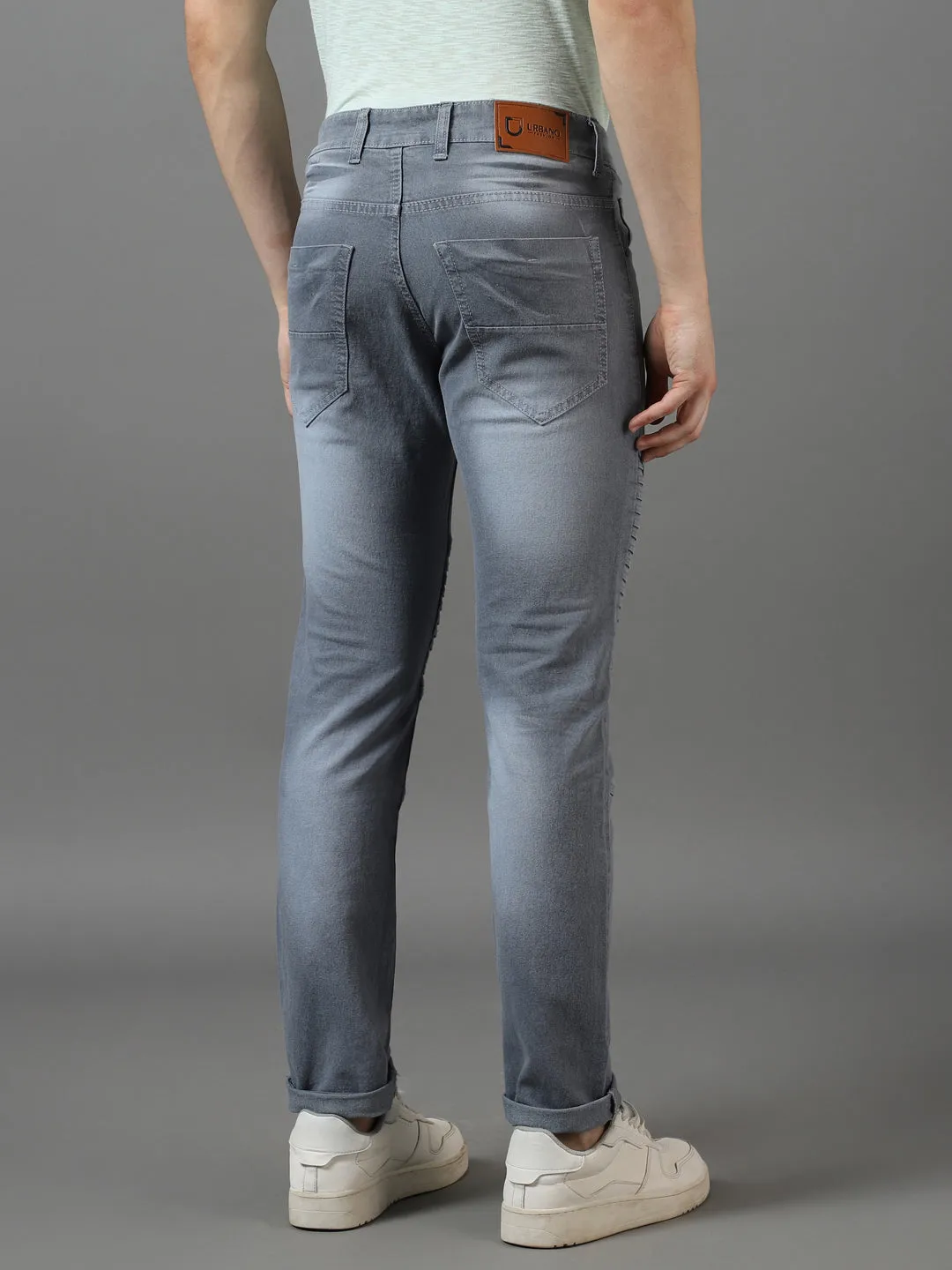 Men's Light Grey Slim Fit Jeans Stretchable