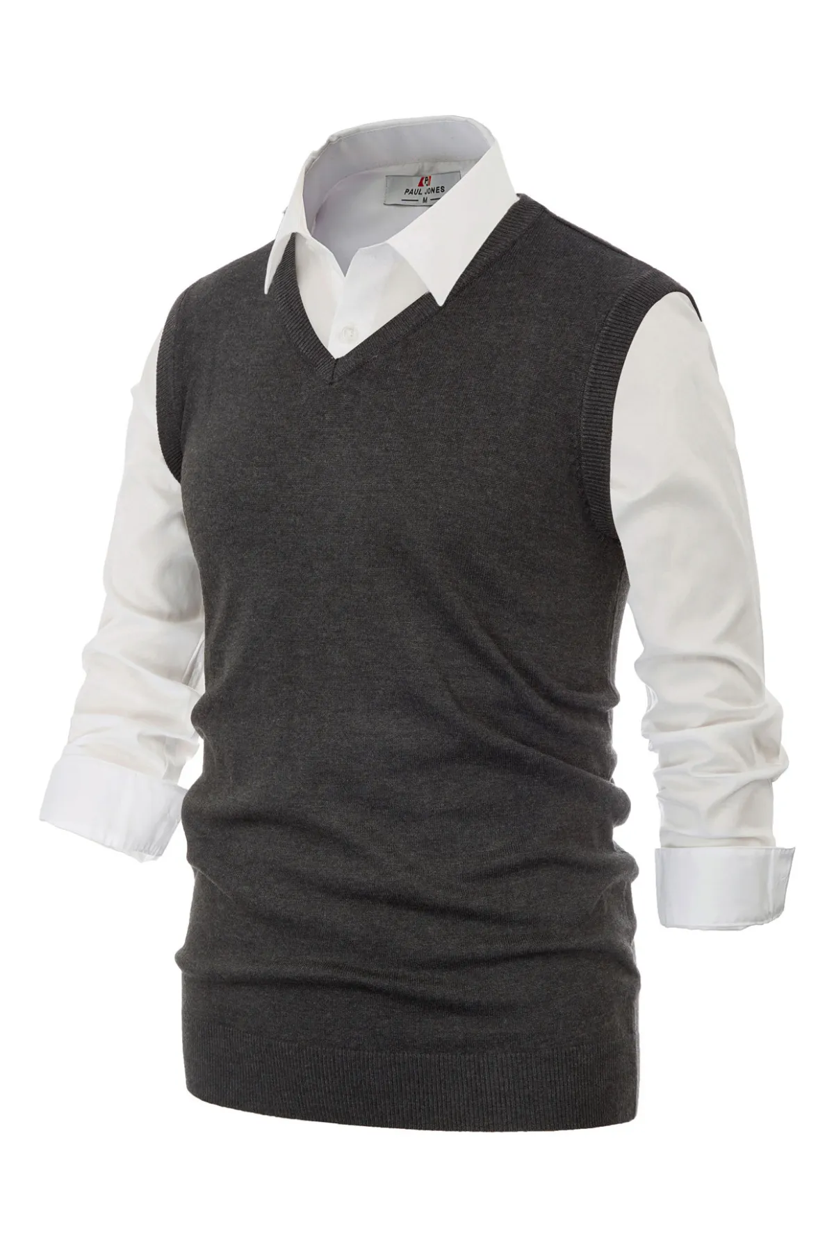 Mens V-Neck Knitted Sweater Vest Solid Plain Sleeveless Pullover Knitwears