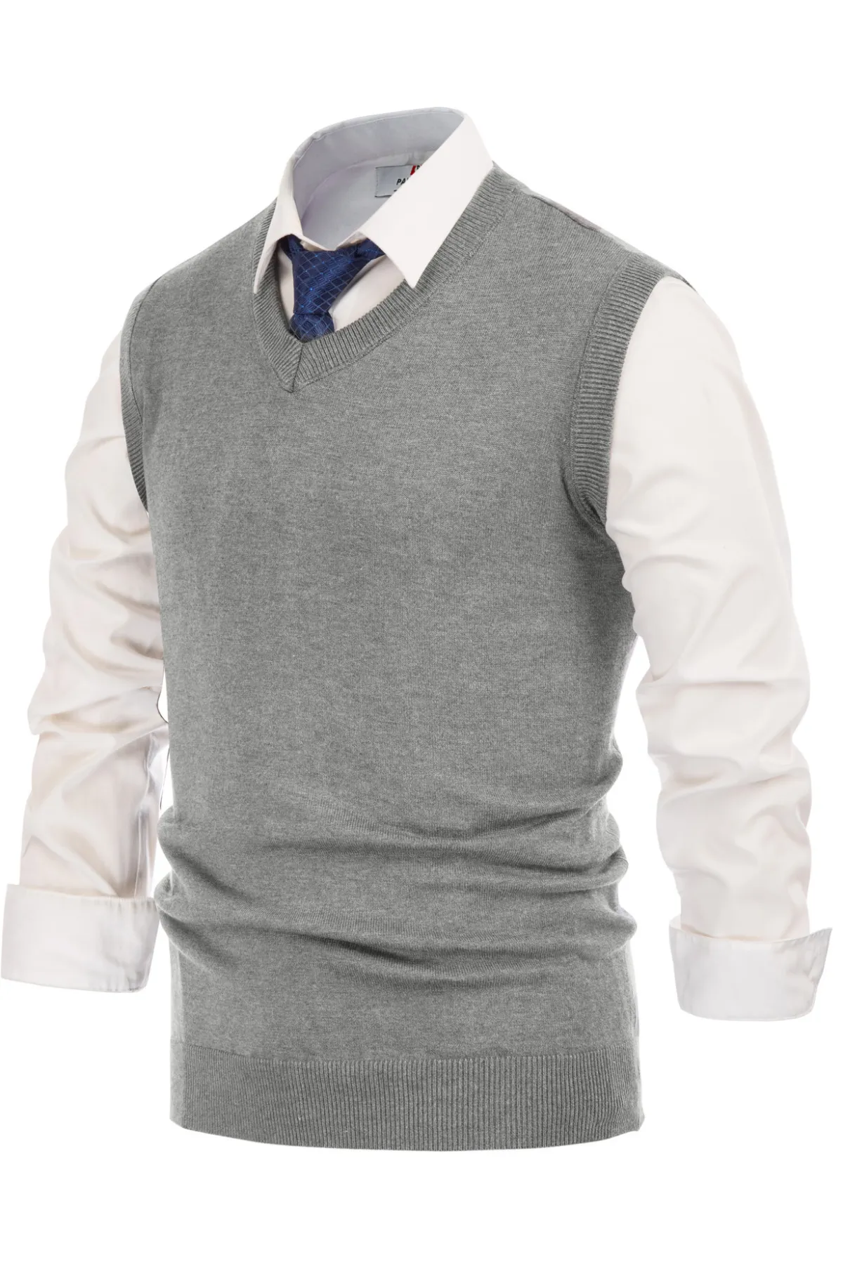 Mens V-Neck Knitted Sweater Vest Solid Plain Sleeveless Pullover Knitwears