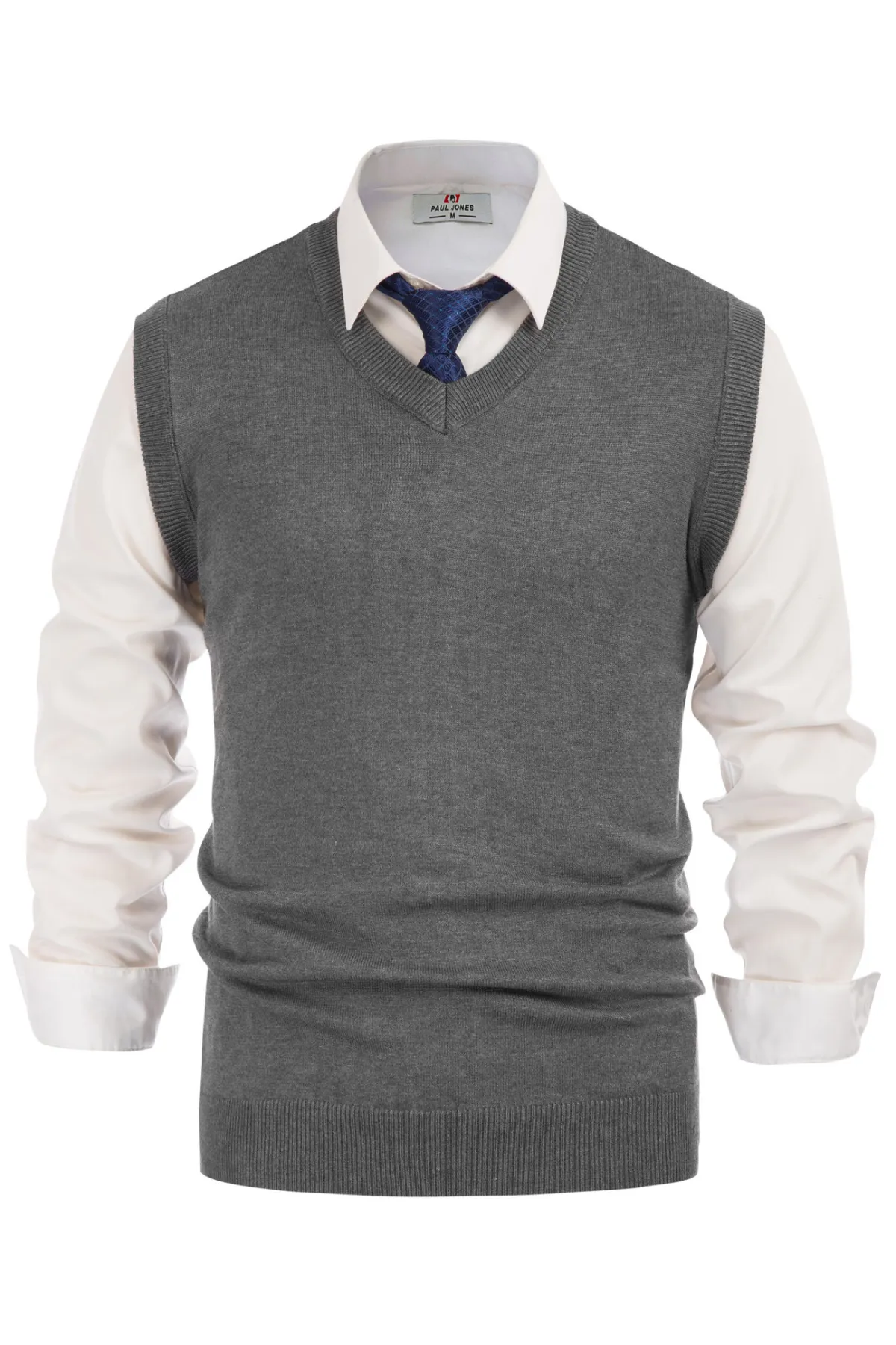 Mens V-Neck Knitted Sweater Vest Solid Plain Sleeveless Pullover Knitwears