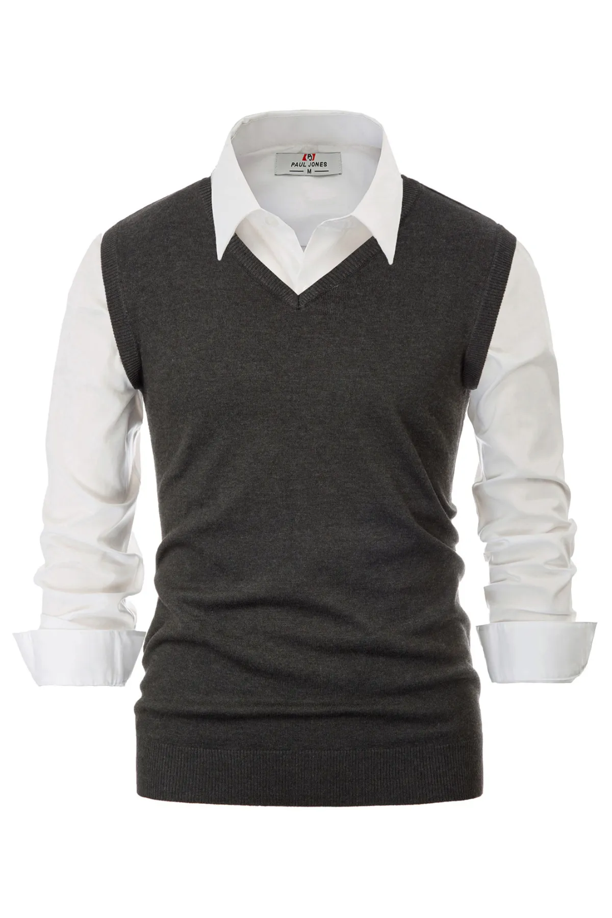 Mens V-Neck Knitted Sweater Vest Solid Plain Sleeveless Pullover Knitwears