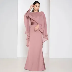 Mermaid Satin Chiffon Wrap Mother Of The Bride Dress