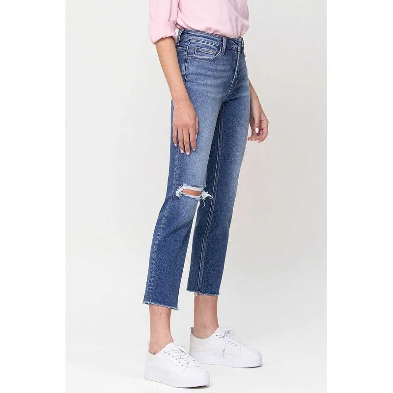 Mid-Rise Straight Crop Jeans