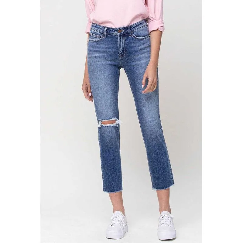 Mid-Rise Straight Crop Jeans