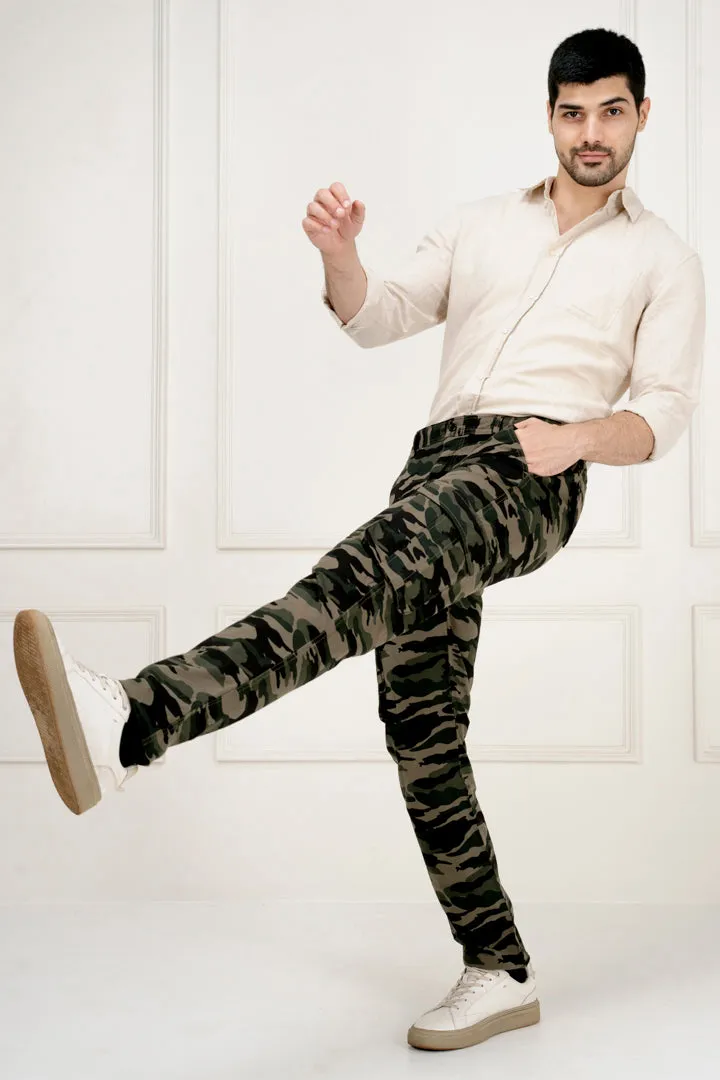 Military Camo Slim Fit Cargo Pants