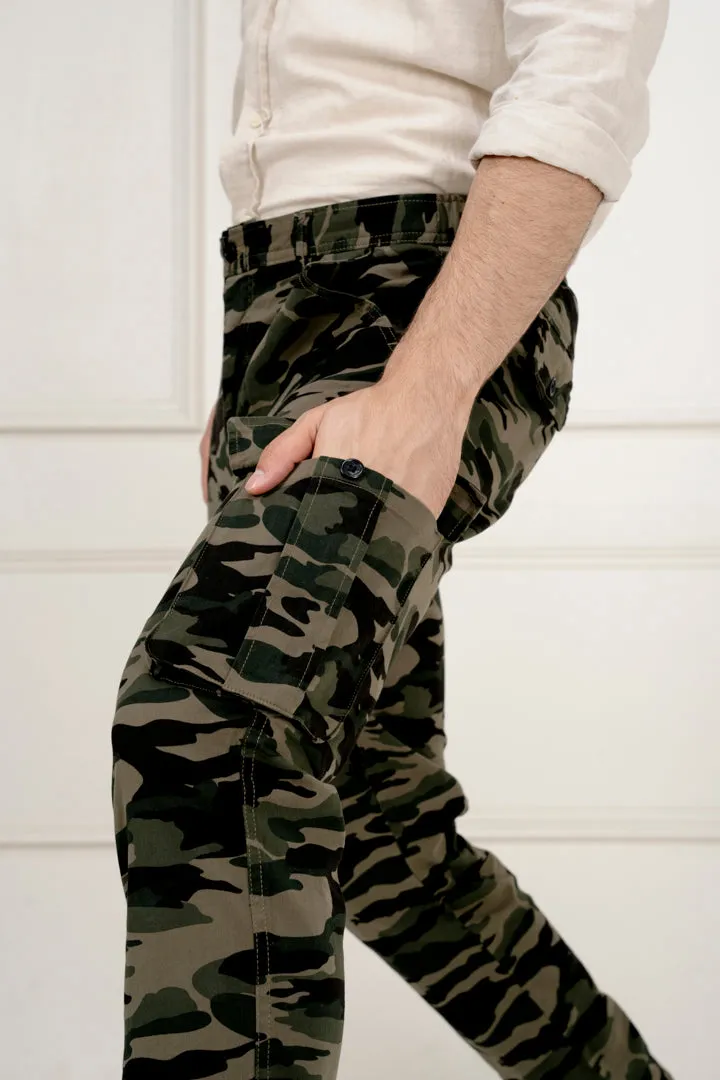 Military Camo Slim Fit Cargo Pants