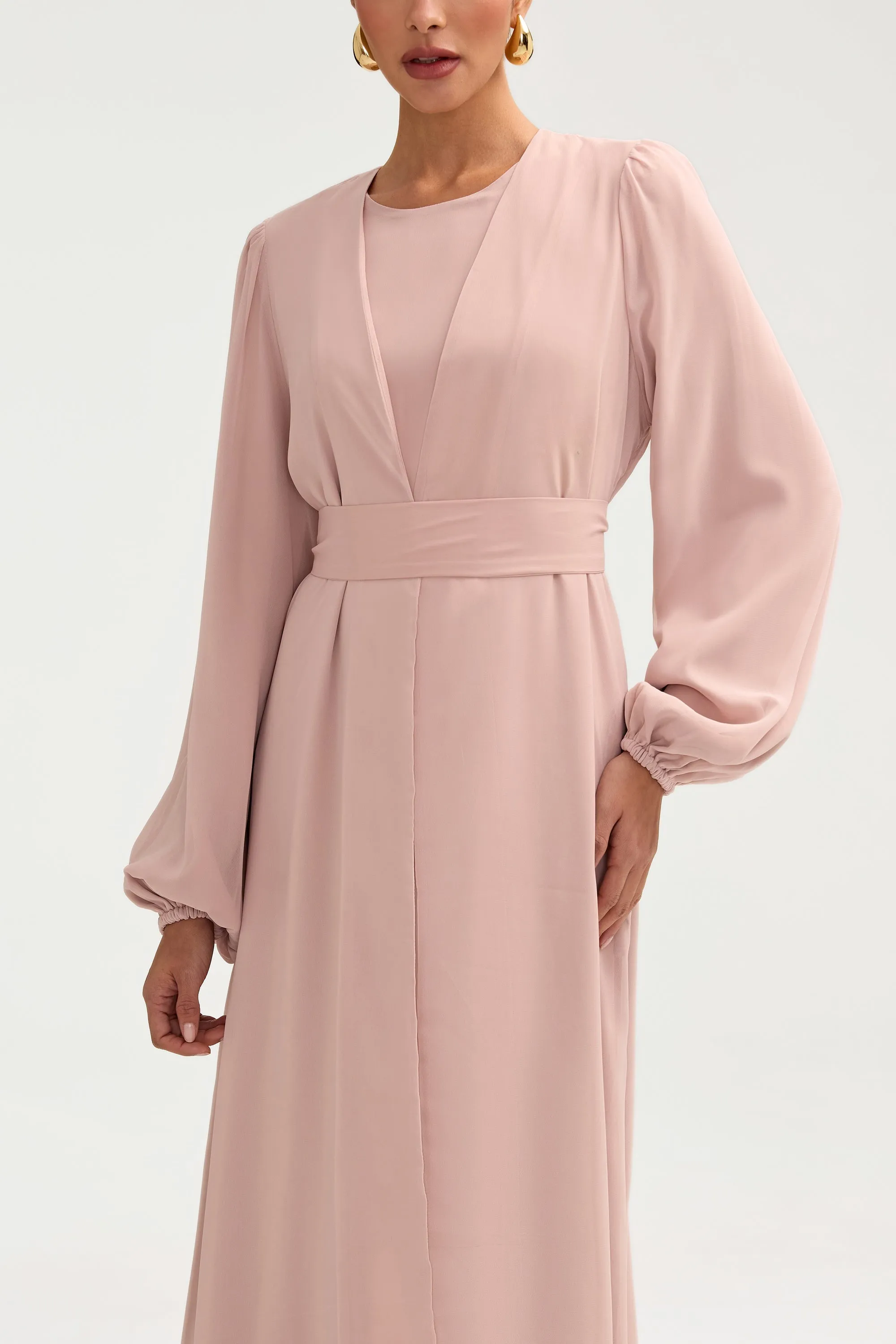 Najma Chiffon Abaya - Jasmine Pink