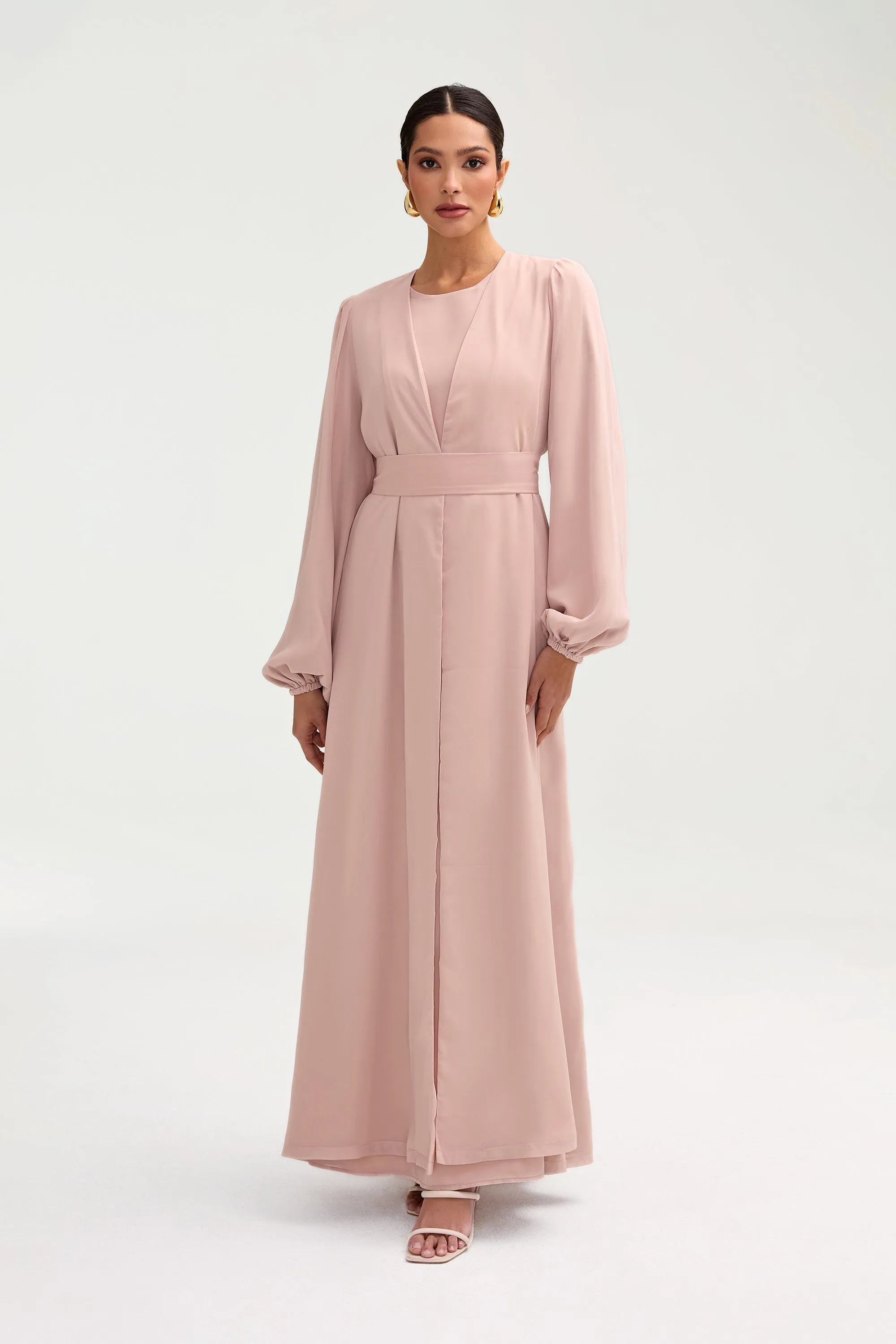 Najma Chiffon Abaya - Jasmine Pink