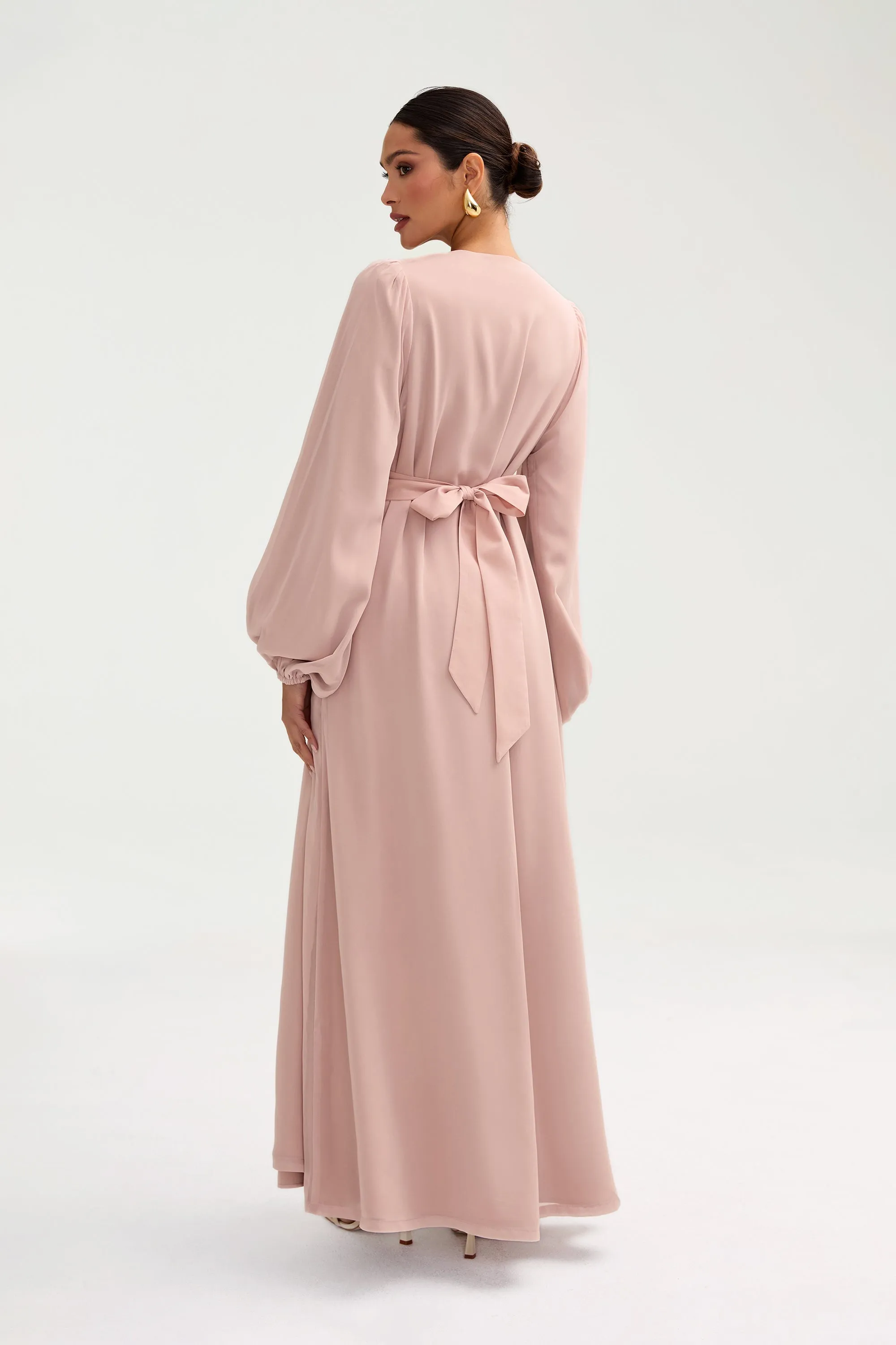 Najma Chiffon Abaya - Jasmine Pink