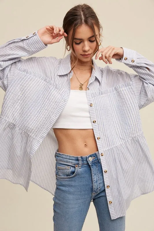 Piper Pinstripe Button Up Top