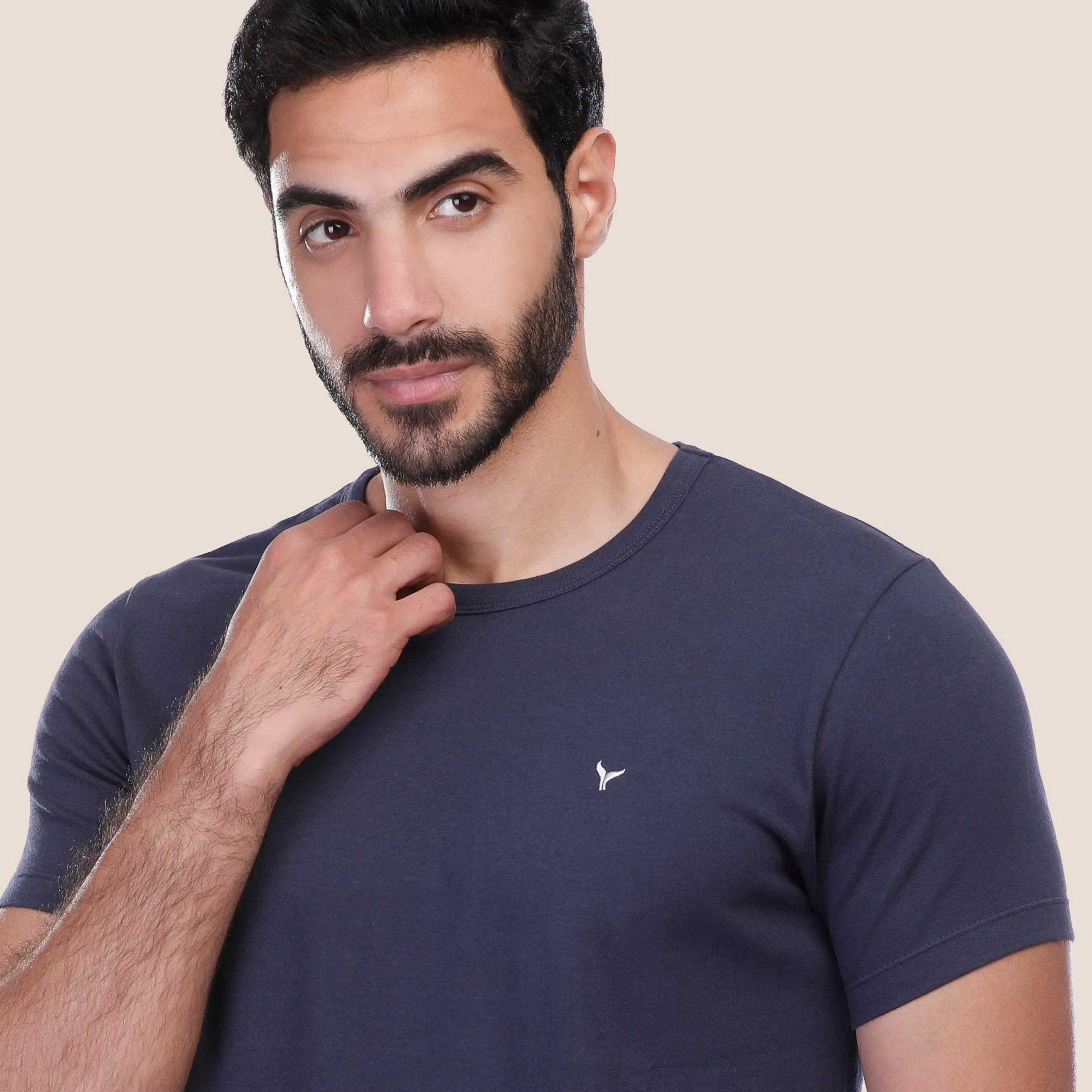 Plain Short-sleeve O-neck T-shirt - Navy