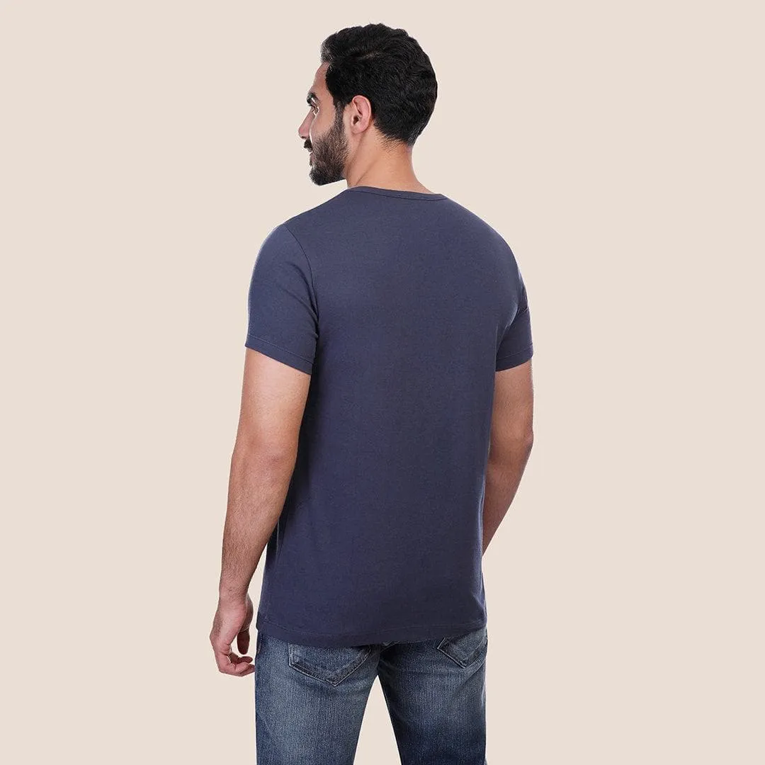 Plain Short-sleeve O-neck T-shirt - Navy