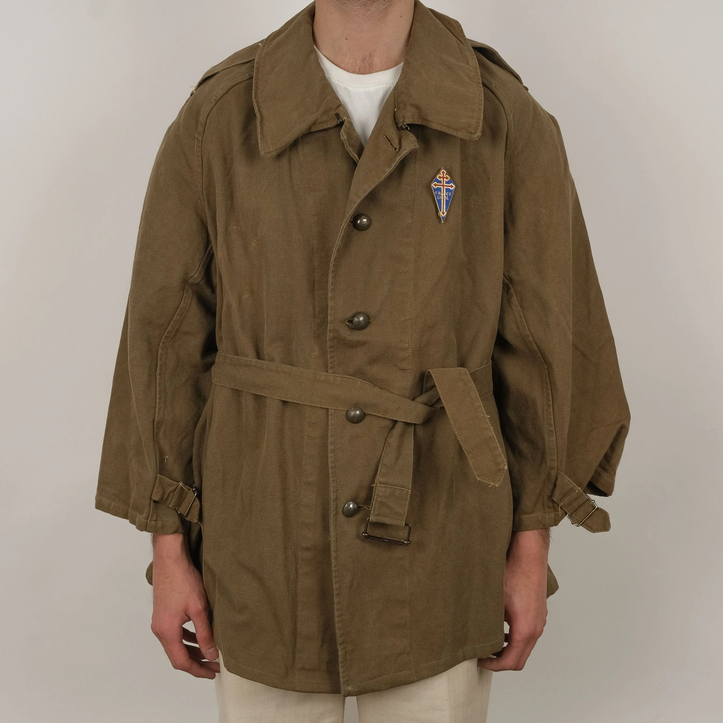 RARE SHORT FRENCH ARMY MOTORCYCLE COAT