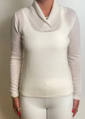 Ribbed Collar Pullover - Chalk