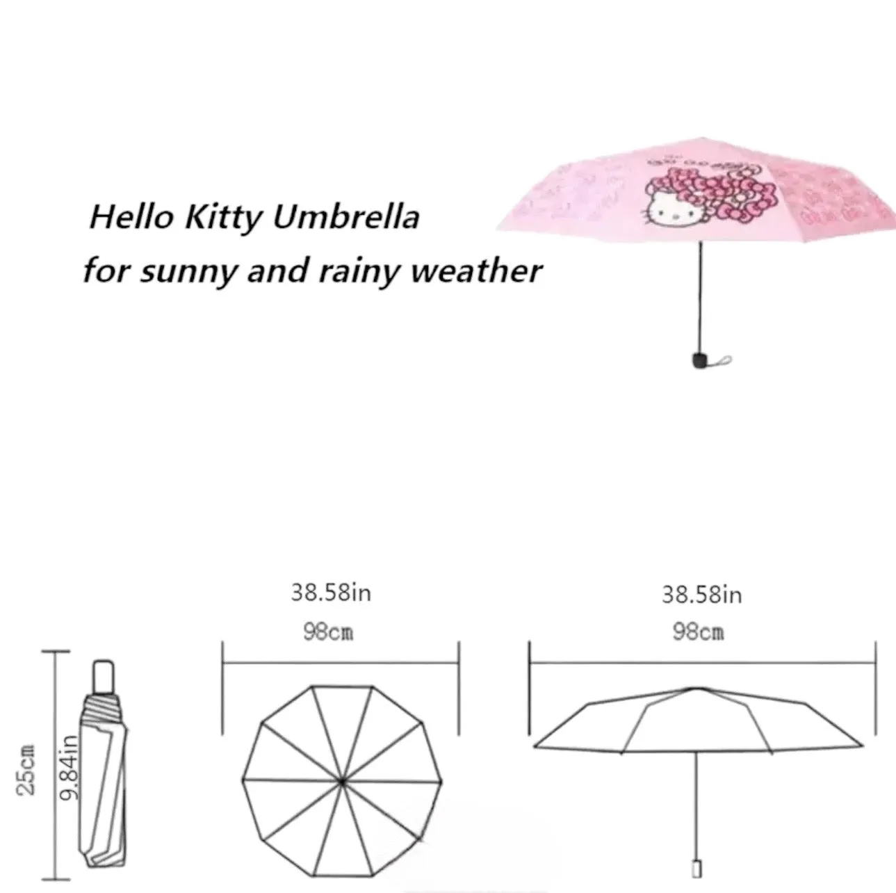 Sanrio Hello Kitty Compact Manual Umbrella With UV Protection