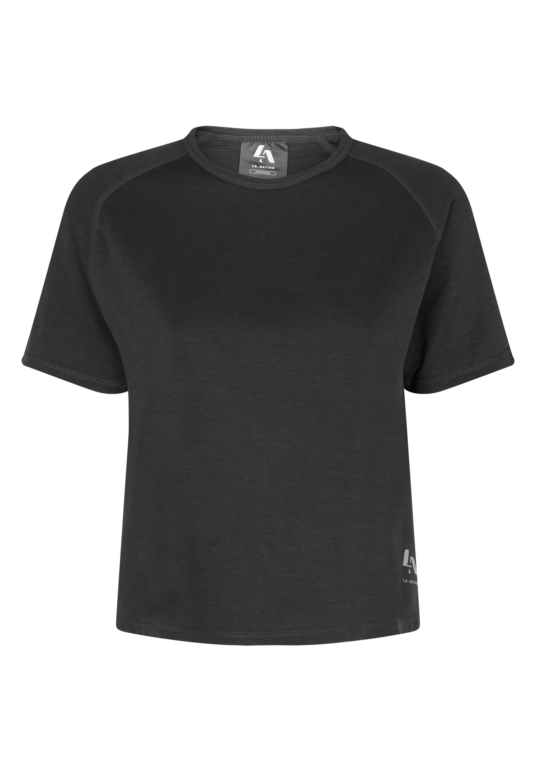 Short Sleeve T-Shirt With Cross Over Back-Black